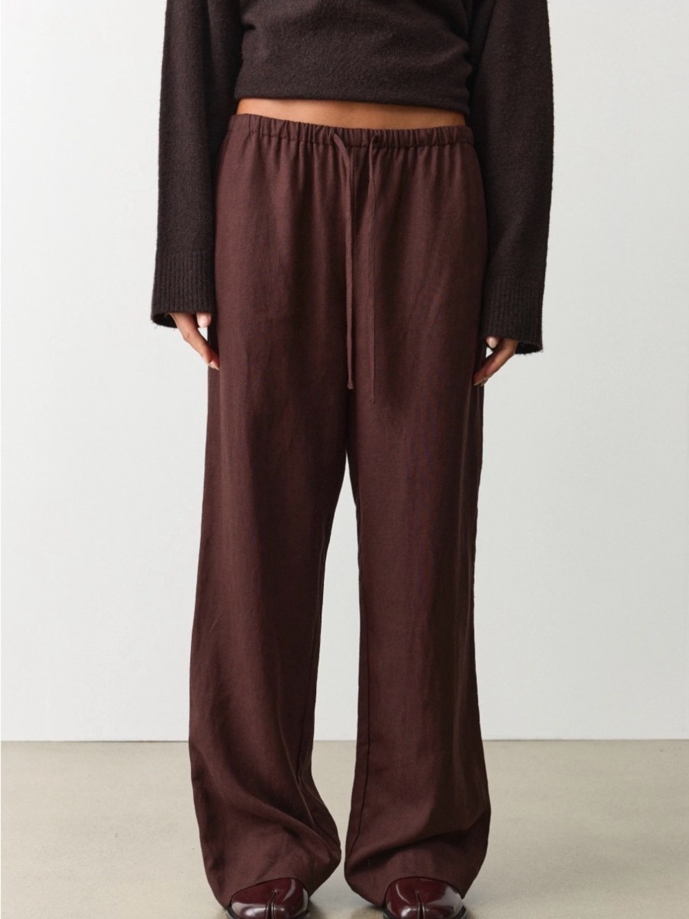 Women’s Wide-Leg Drawstring Pants - Brown NWT